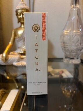 Tatcha White & Gold Brightening Serum Box with Orange Accent
